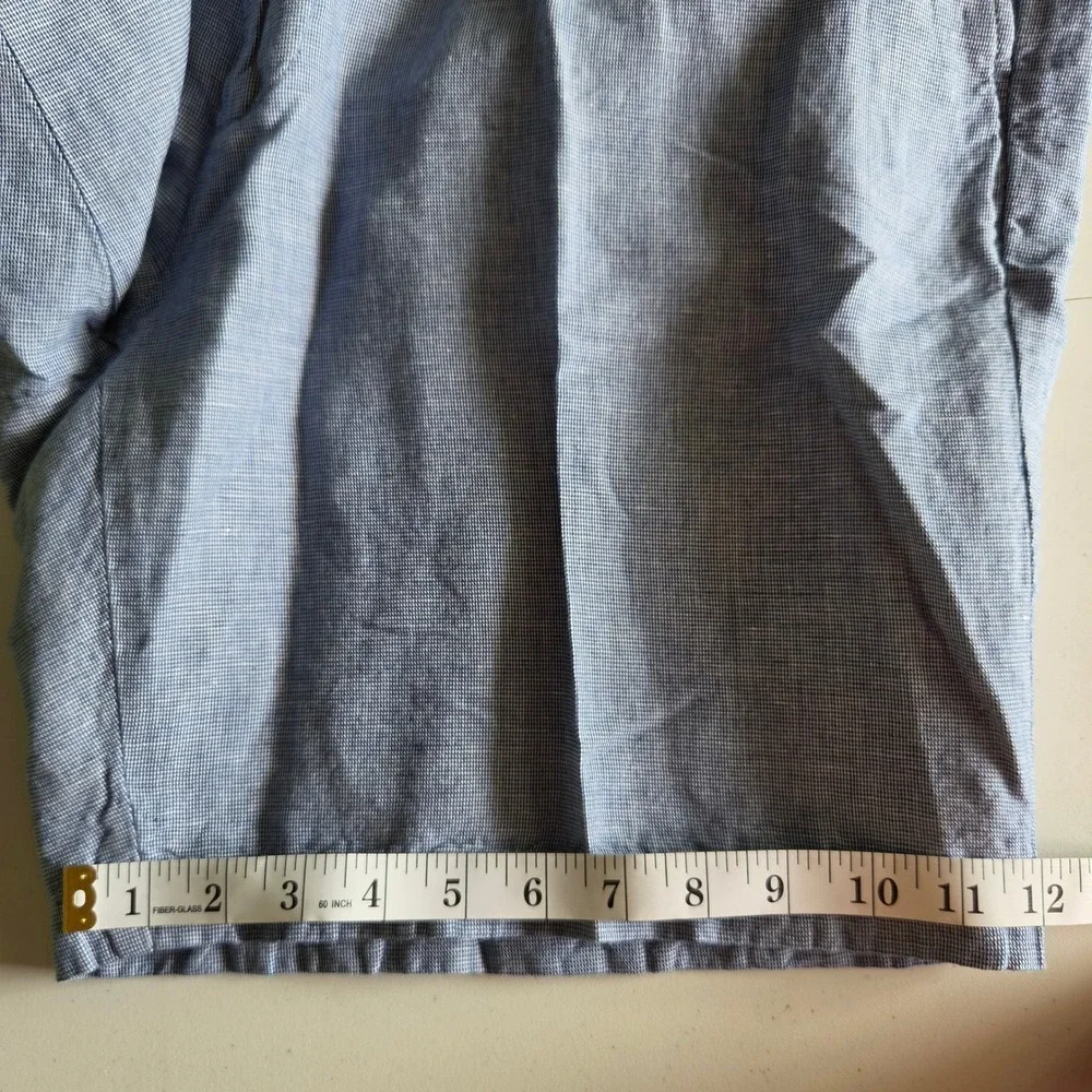 Peter Millar Mens Blue Micro Check Flat Front Shorts Size 40 Resort‎ Coastal